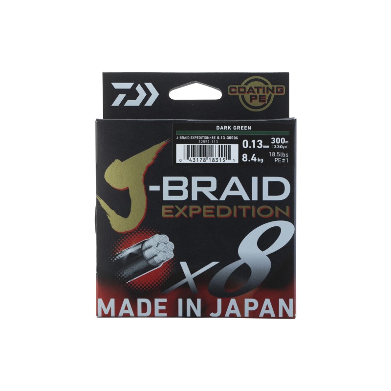 Daiwa J-Braid Expedition X8 300m Dark Green Daiwa J-Braid Expedition X8 300m Dark Green