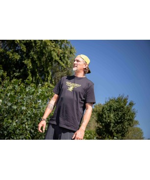 Black Cat Distressed Logo Black Tee