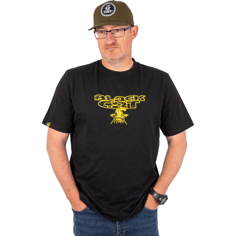 Black Cat Distressed Logo Black Tee Black Cat Distressed Logo Black Tee