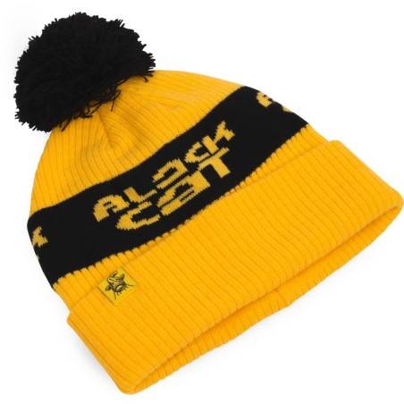 Black Cat Yellow Bobble Hat